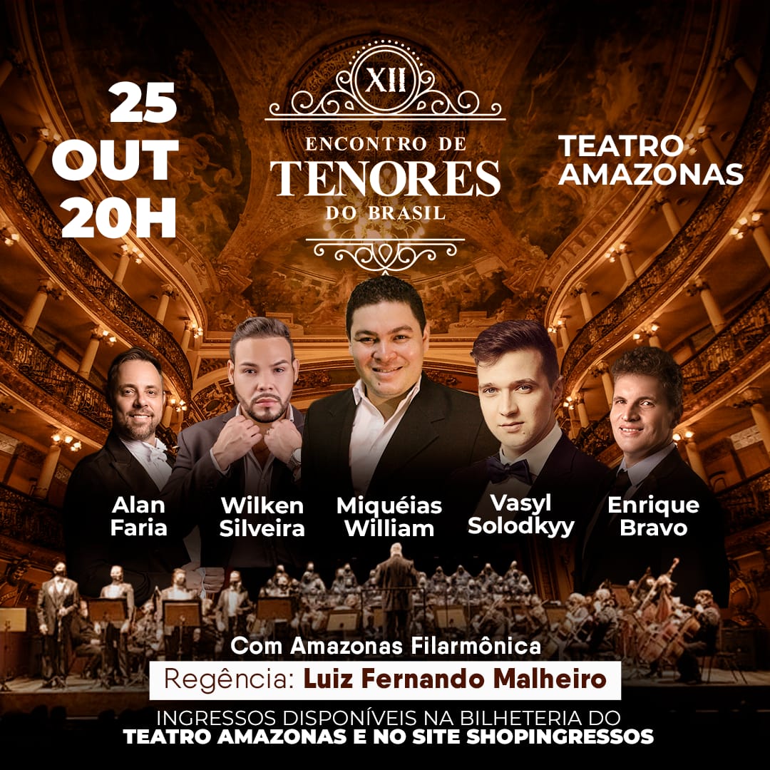 “Encontro de Tenores do Brasil” reúne grandes nomes do canto erudito no Teatro Amazonas