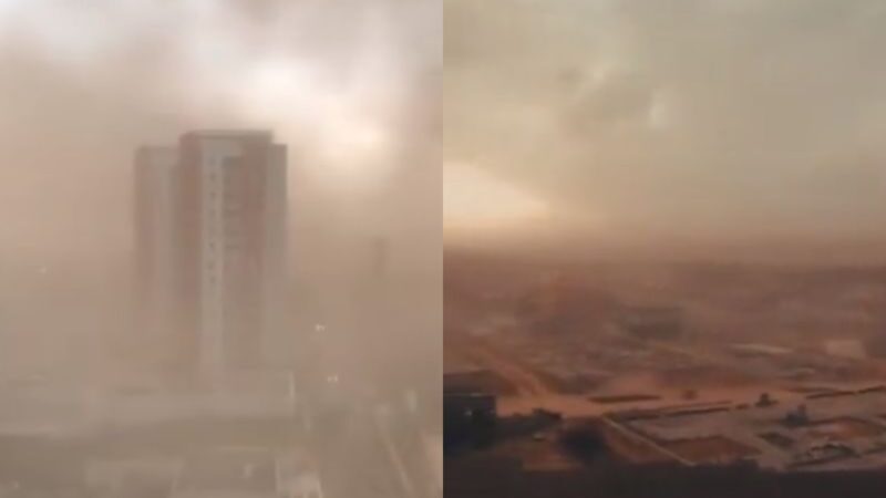 Ventania provoca ‘tempestade’ de areia em Manaus