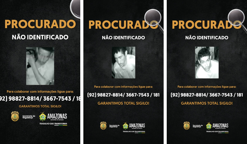 PC-AM divulga imagens de três homens suspeitos de roubo a ônibus do transporte público em Manaus