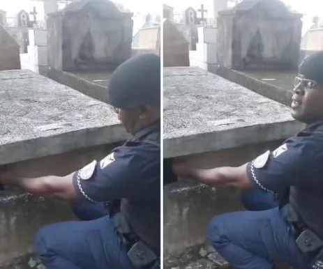 Ladrão se esconde em túmulo para fugir da prisão, mas é descoberto