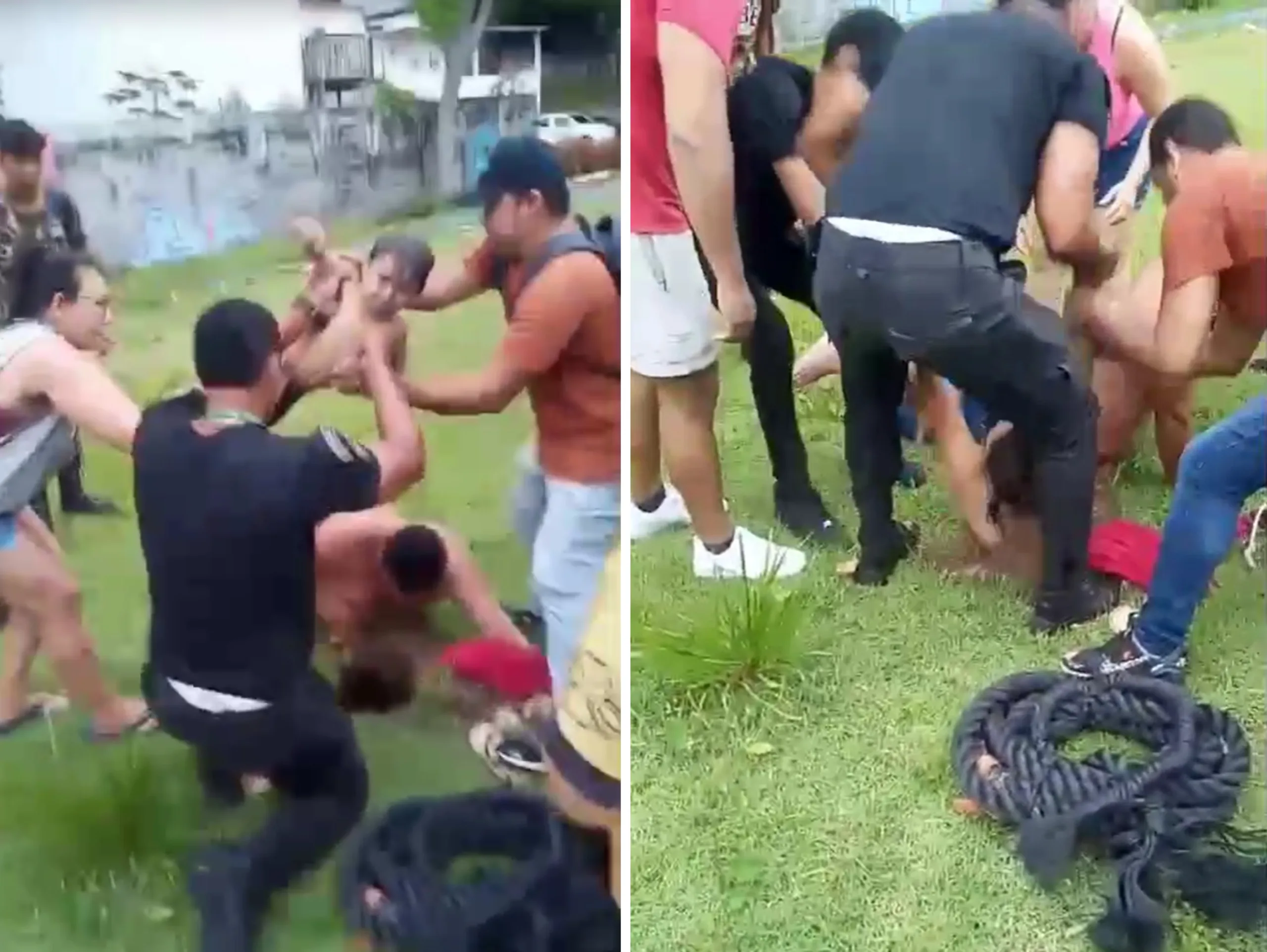 VÍDEO: Mãe e filho caem em buraco profundo em praça da Orla da Matinha, em Manaus