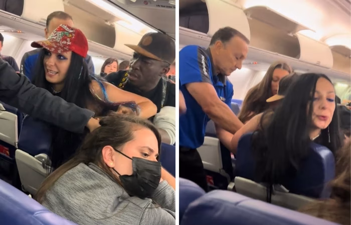 VÍDEO: Americana xinga, puxa cabelo e cospe em brasileira dentro de avião nos EUA: “P*t@ g@rda”